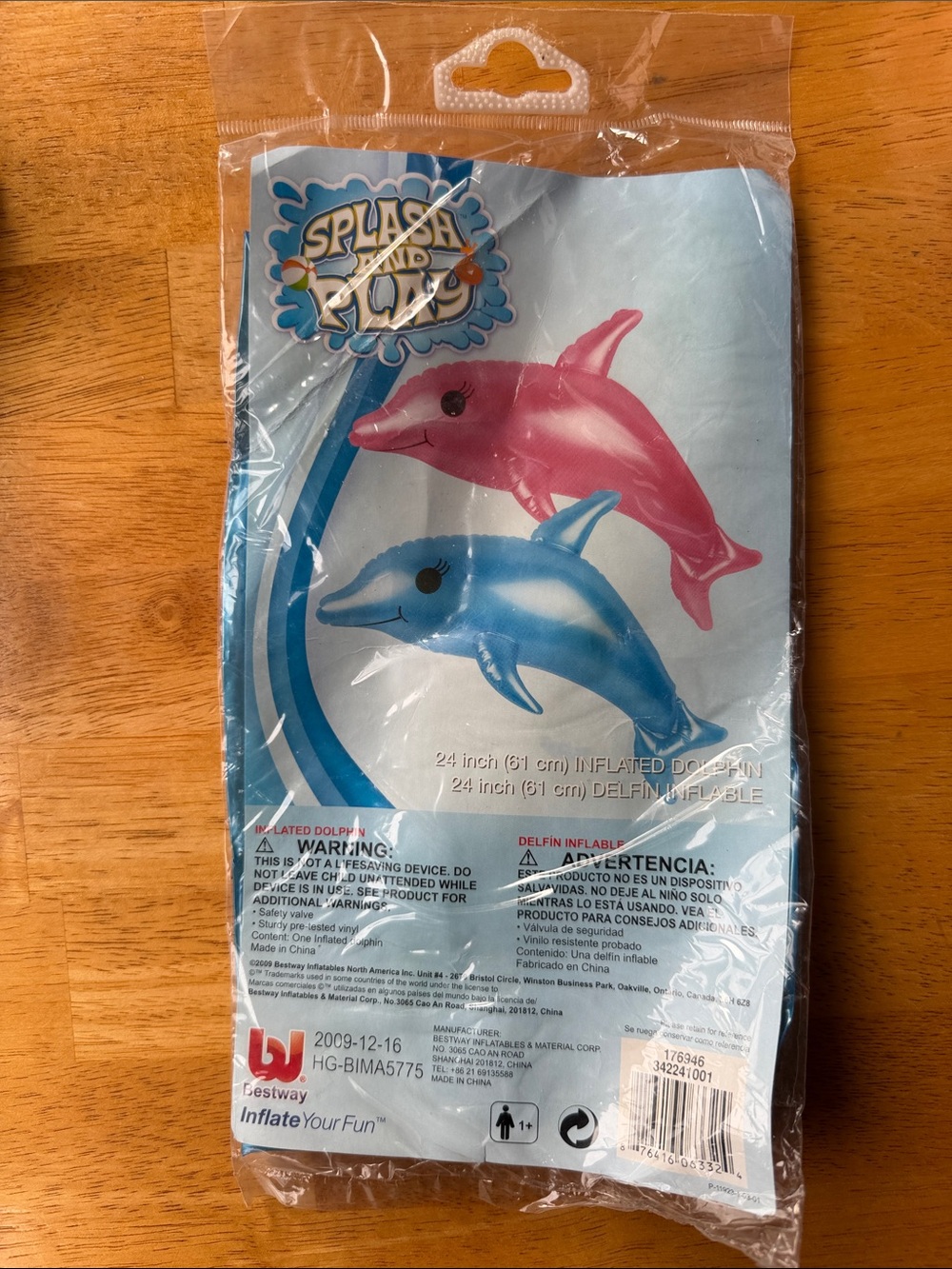 Splash and Fun Kids Inflatable Dolphin Pool Toy - Blue